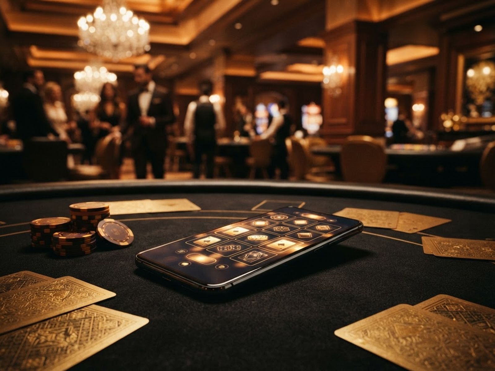 Smartphone affichant une grille de jeux de casino