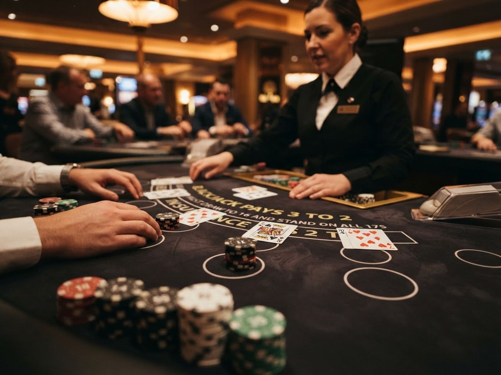 Table de blackjack live avec cartes